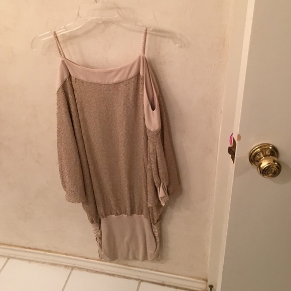A tan/gold formal dress