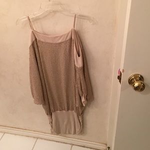 A tan/gold formal dress