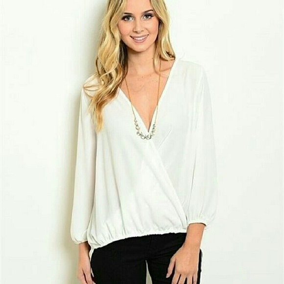 White crossover wrap blouse NWT - Picture 3 of 4