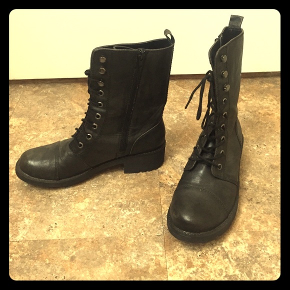 Black combat boots