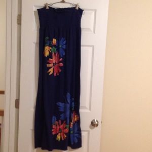 Navy blue maxi tube top dress