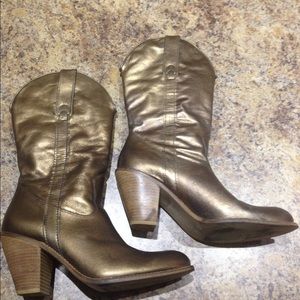 Bronze Jessica Simpson Cowboy Boots Size 8.5