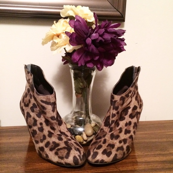 Leopard Wedge Booties