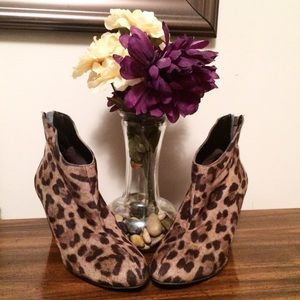 Leopard Wedge Booties