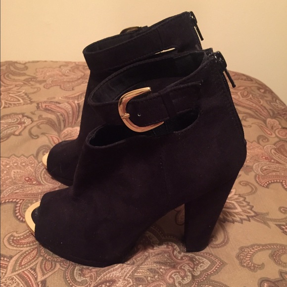 Black Open Toe Booties