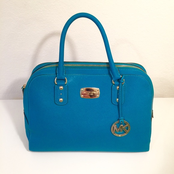 Michael Kors Saffiano Aqua Lg Leather Satchel Bag