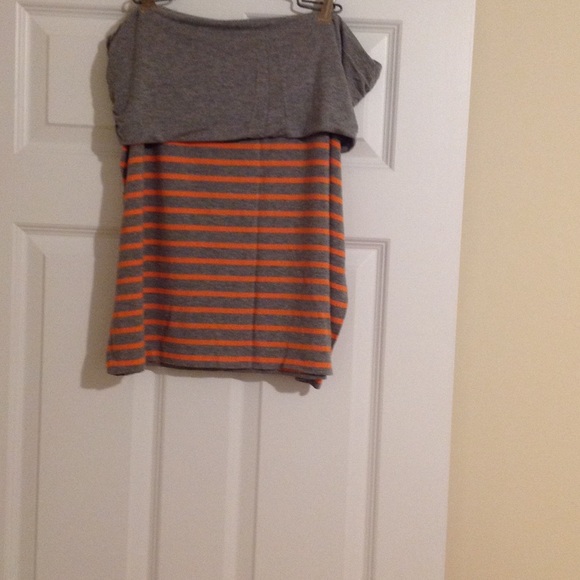 Gray and orange banded skirt