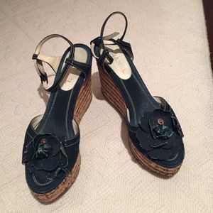 authentic jean Chanel wedges
