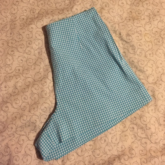 Light blue patterned high wasted cotton shorts