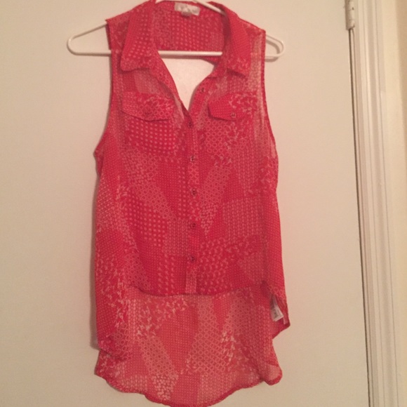 💋Red & white high-low tank