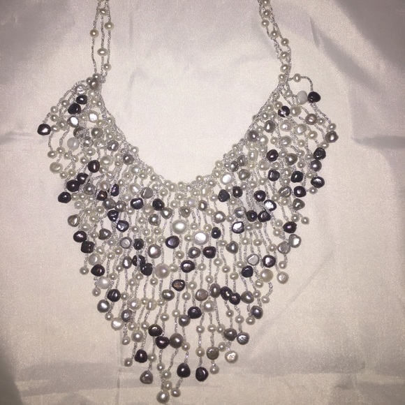 Fringe pearl 14k necklace