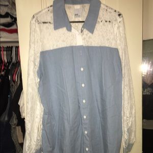 ASOS Curve Denim/Lace shirt