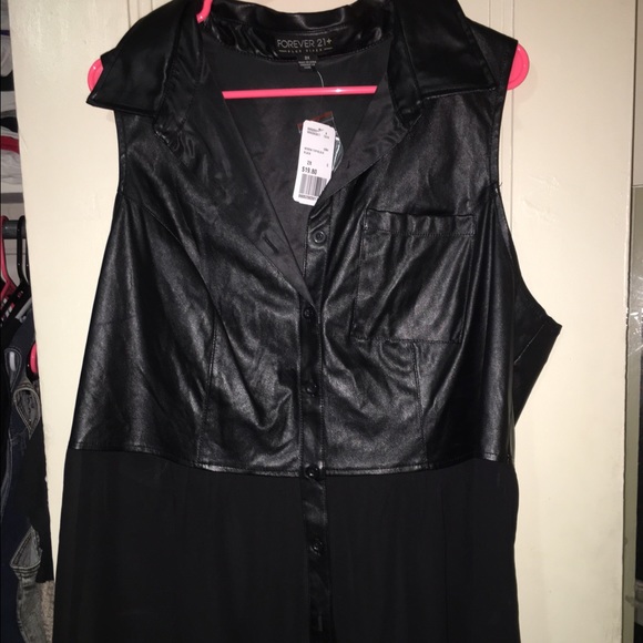Forever 21 Plus Size faux leather/sheer sleeveless