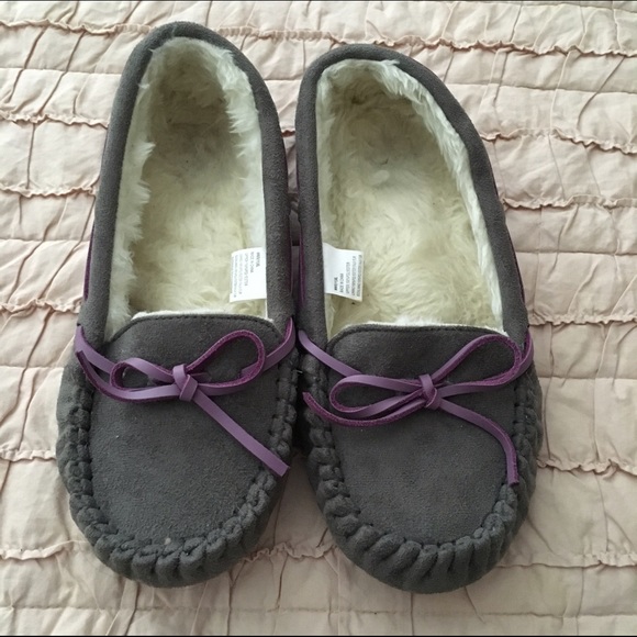 Grey Moccasin Slippers