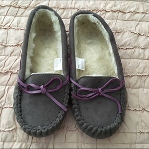Grey Moccasin Slippers
