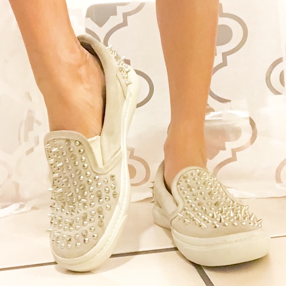 Jeffrey Campbell Spiked Suede Slip On Sneakers