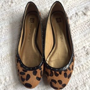 Anne Klein calf hair leopard print flats