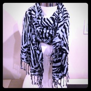 Black and Gray Animal Print Scarf