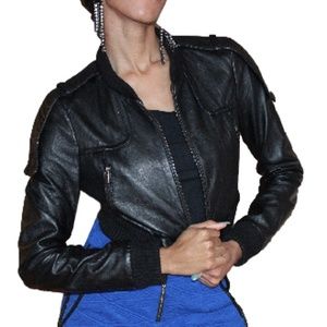 Black leather BCBG jacket
