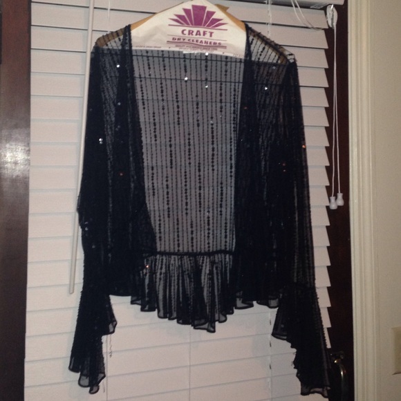 Black beaded and sequin sheer jacket