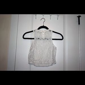 White lace crop top