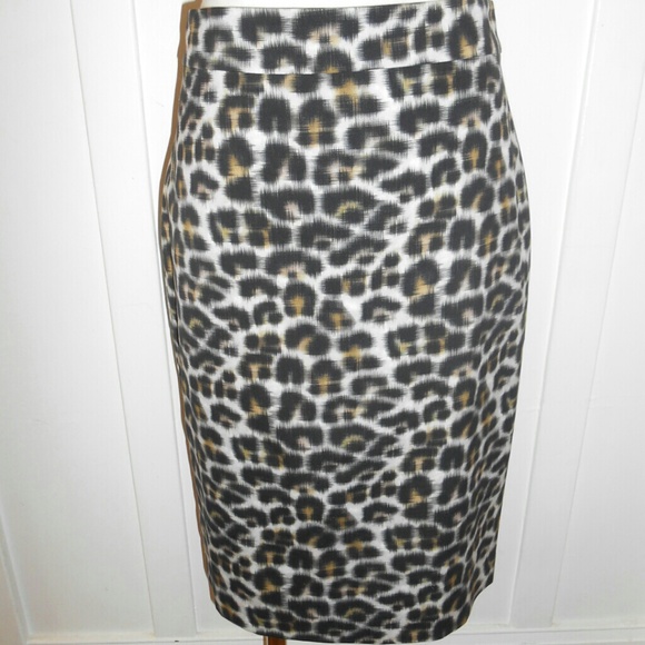 Silk Cotton Leopard Print Pencil Skirt