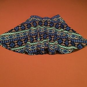 Blue/LgBlue/Black/White printed Skirt.