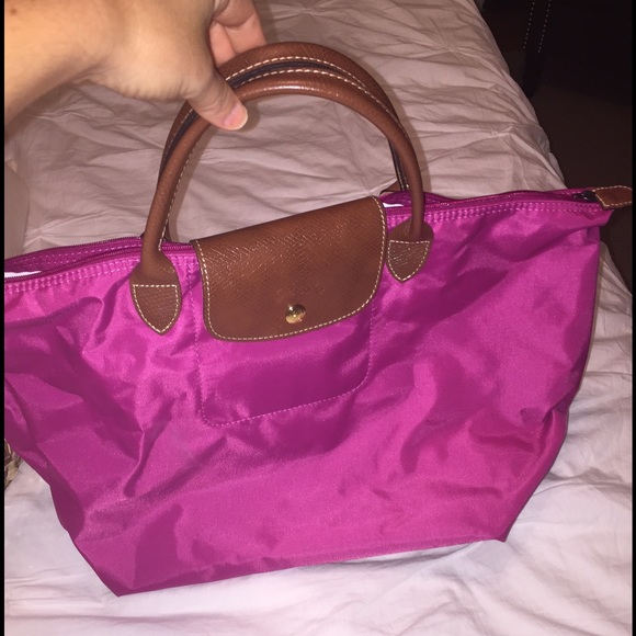 Longchamp large le pilage hot pink tote