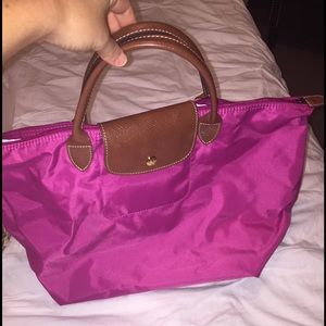Longchamp large le pilage hot pink tote