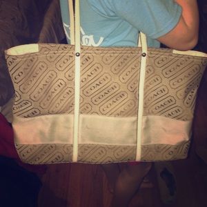 Beige Coach purse