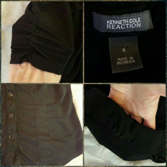 KENNETH COLE REACTION ruched black blouse s - Picture 2 of 4