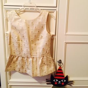 Golden Metallic Peplum Top