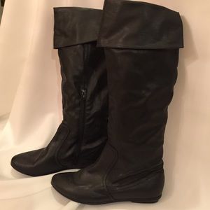 Black knee high boots with cuff