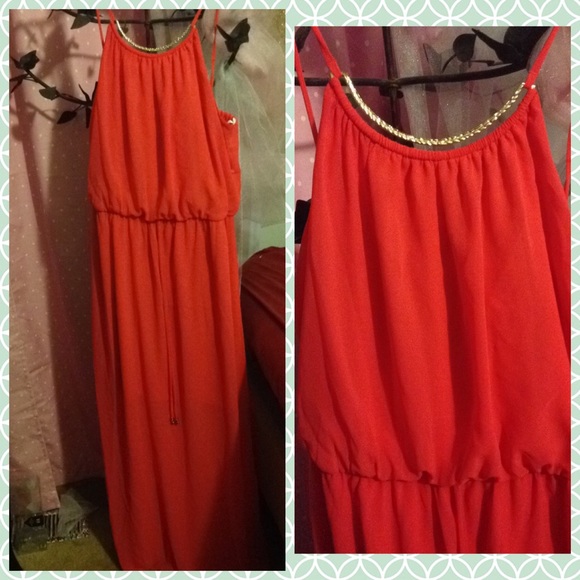 Coral maxi dress