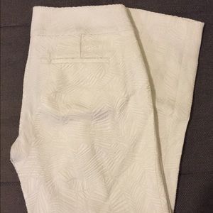 LOFT white capris with tropical like perforations