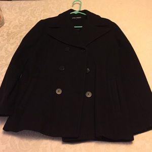 Steve Madden Black Wool Pea Coat- Double Breasted