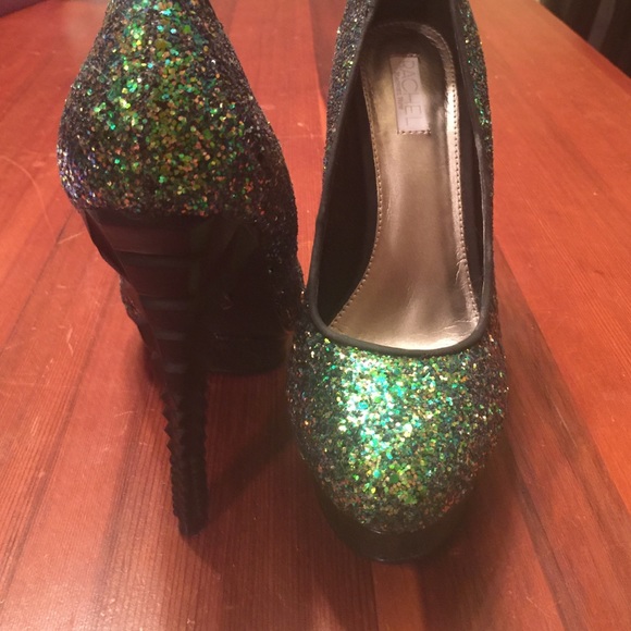 Glitter green heels