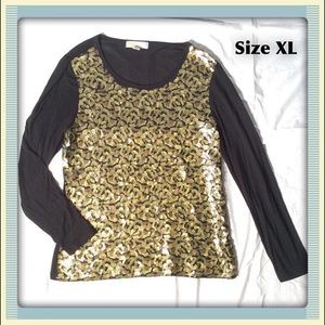 MICHAEL Michael Kors long sleeve camo sequin top