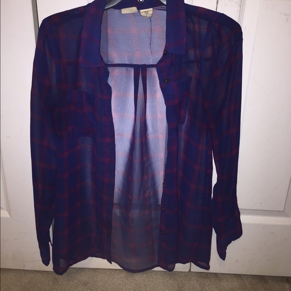 Sheer blue and purple blouse