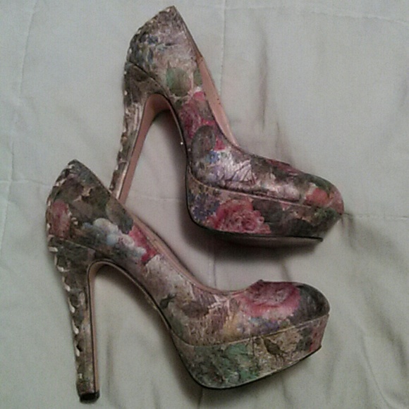 Floral Betsey Johnson heels with corset design