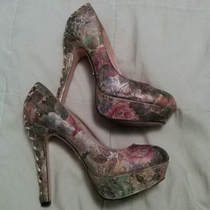 Floral Betsey Johnson heels with corset design
