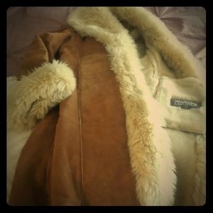 Long Suede and Faux fur coat