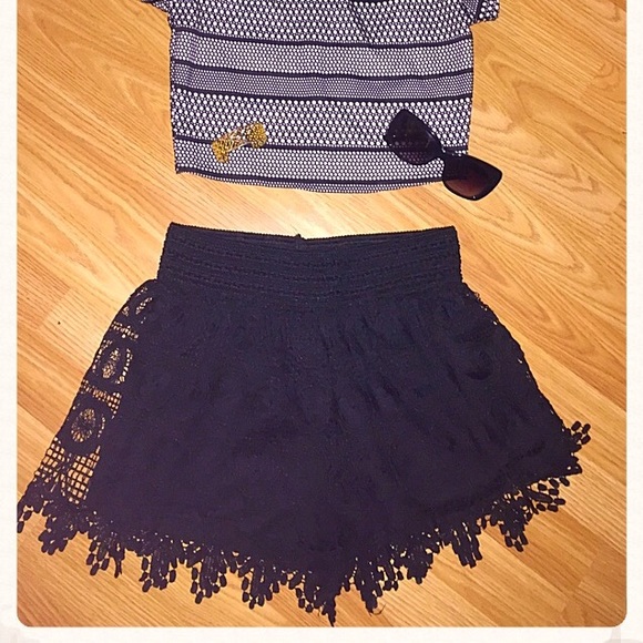 Black lace shorts