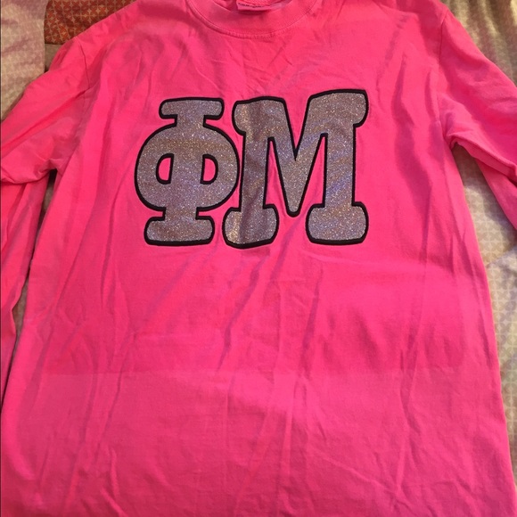 Phi Mu hot pink glitter long sleeve