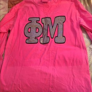 Phi Mu hot pink glitter long sleeve