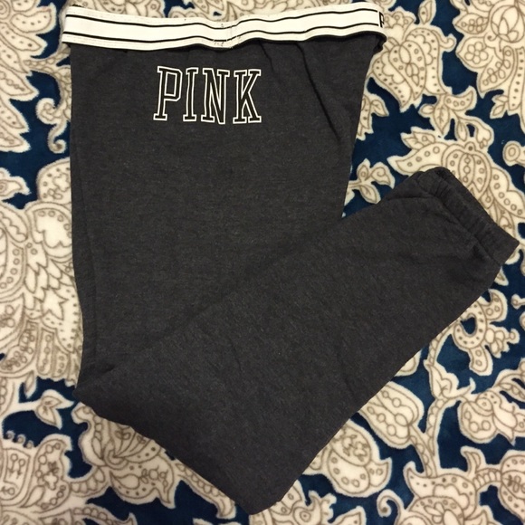PINK Victoria's Secret Gray Jogger Crop Sweats