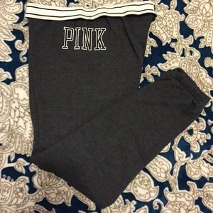 PINK Victoria's Secret Gray Jogger Crop Sweats