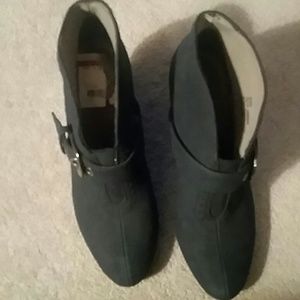 Blue faux suede ankle boots