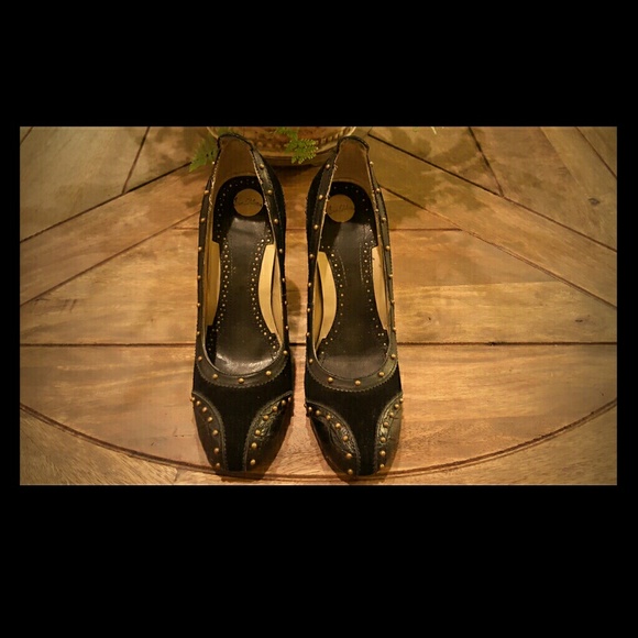 Sam Edelman Black Leather/Suede Studded Pump