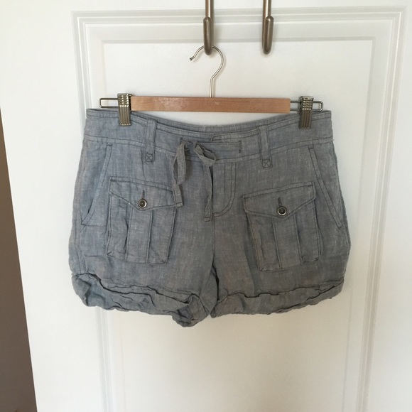 The Loft- Denim Linen Cargo Shorts -Size 0